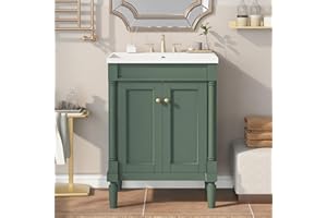 Virubi 24" Bathroom Vanities with Single Sink Combo, Modern Undermount Bathroom Sink Cabinet with Double Door, Freestanding Bathroom Sink Cabinet (Green)