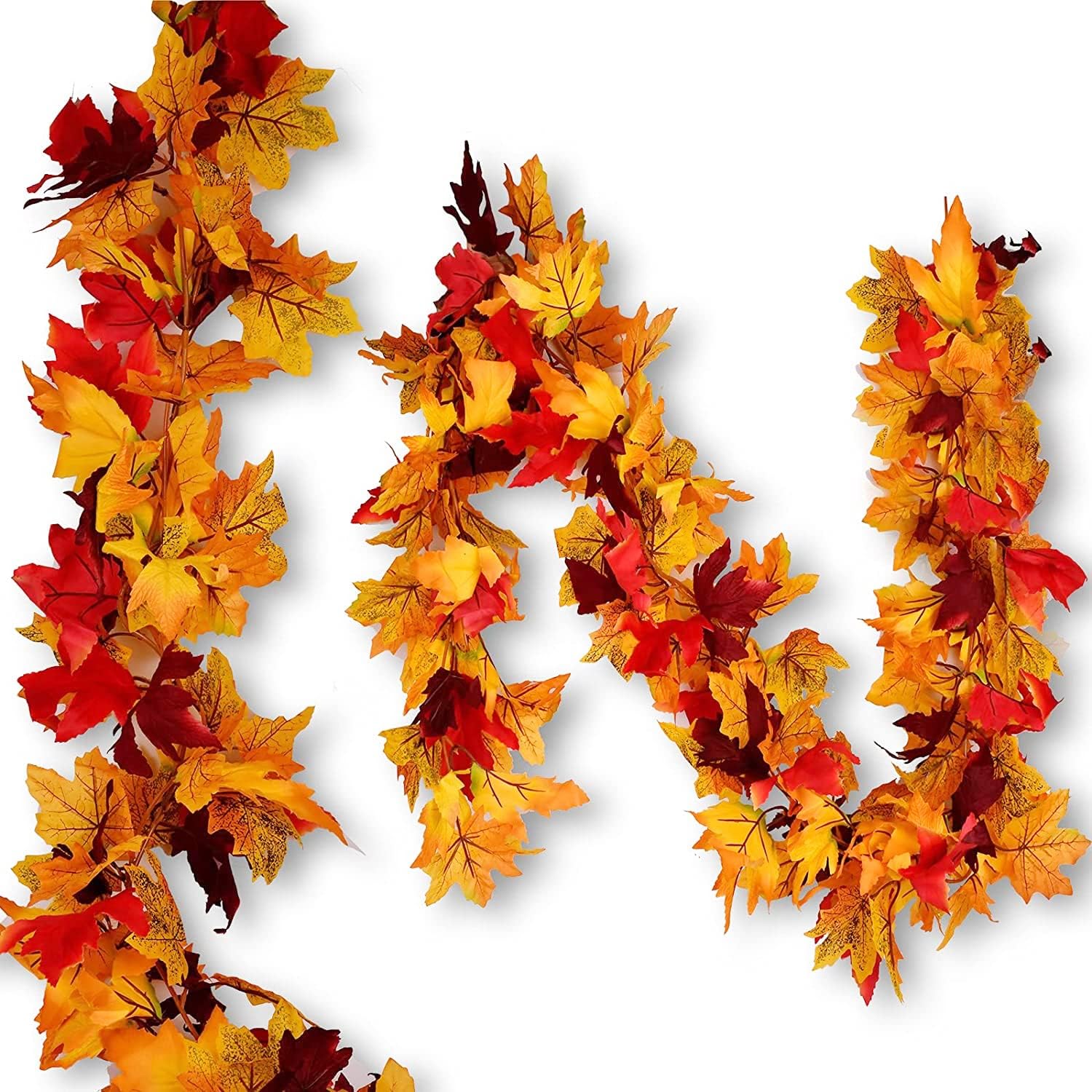 Wreaths, Garlands & Swags - FilmHoo Fall Decorations/Decor-2 Pack Fall Thanksgiving Garland Maple Leaves Decorations for Home,5.9ft/Piece Artificial Colorful Maple Foliage Garland for Fall/Autumn Indoor & Outdoor Decor