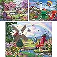 Bits and Pieces - Value Set of Three (3) - 300 Piece Jigsaw Puzzles for Adults - Large Piece 300 pc Colorful Nature Jigsaws Bundle by Artist Iris Sage - 18” x 24”