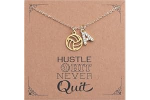 Drogomen Volleyball Necklace for Women Teens Dainty A-Z Custom Name Sports Pendant Necklace Personalized Volleyball Gifts for Team Players Coaches Fans