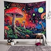 Tapzen Moon Stars Colorful Plant Tapestry for Bedroom Aesthetic Fantasy Forest Boho Wall Hanging (40 x 30 inches)