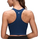 CRZ YOGA Butterluxe Racerback Crop Tank Tops for Women - Padded Y-Back Longline Sports Bras Scoop Neck Workout Yoga