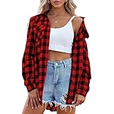 Zeagoo Womens Plaid Shirt Flannel Shirt Roll up Sleeve Top Casual Button Down Blouse