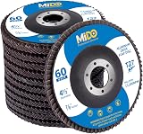MIDO Professional Abrasive Flap Discs 115mm 12 pcs 60 Grit Type 27 for Angle