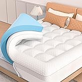 Mattress Topper Queen Size, 3 Inch Queen Mattress Topper Dual Layer, 1 Inch Pillow Topper and 2 Inch Cooling Gel Memory Foam