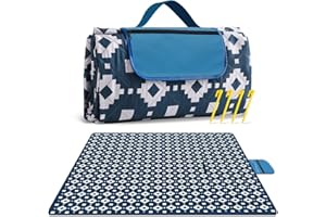bopoobo Large Picnic Blanket, 80”x80” Waterproof Foldable Beach Blanket with 3-Layer Thick Rug, Pocket & 4 Stakes, Handy Picnic Mat Tote Perfect for Camping, Beach, Hiking, Grass, Machine Washable