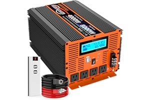 JARXIOKE 4000 Watt Pure Sine Wave Power Inverter 24V DC to 110V 120V Converter for Family RV Off Grid Solar System Car with Type-C Ports 4 AC Power Outlets Dual USB Ports LCD Display and Remote Control