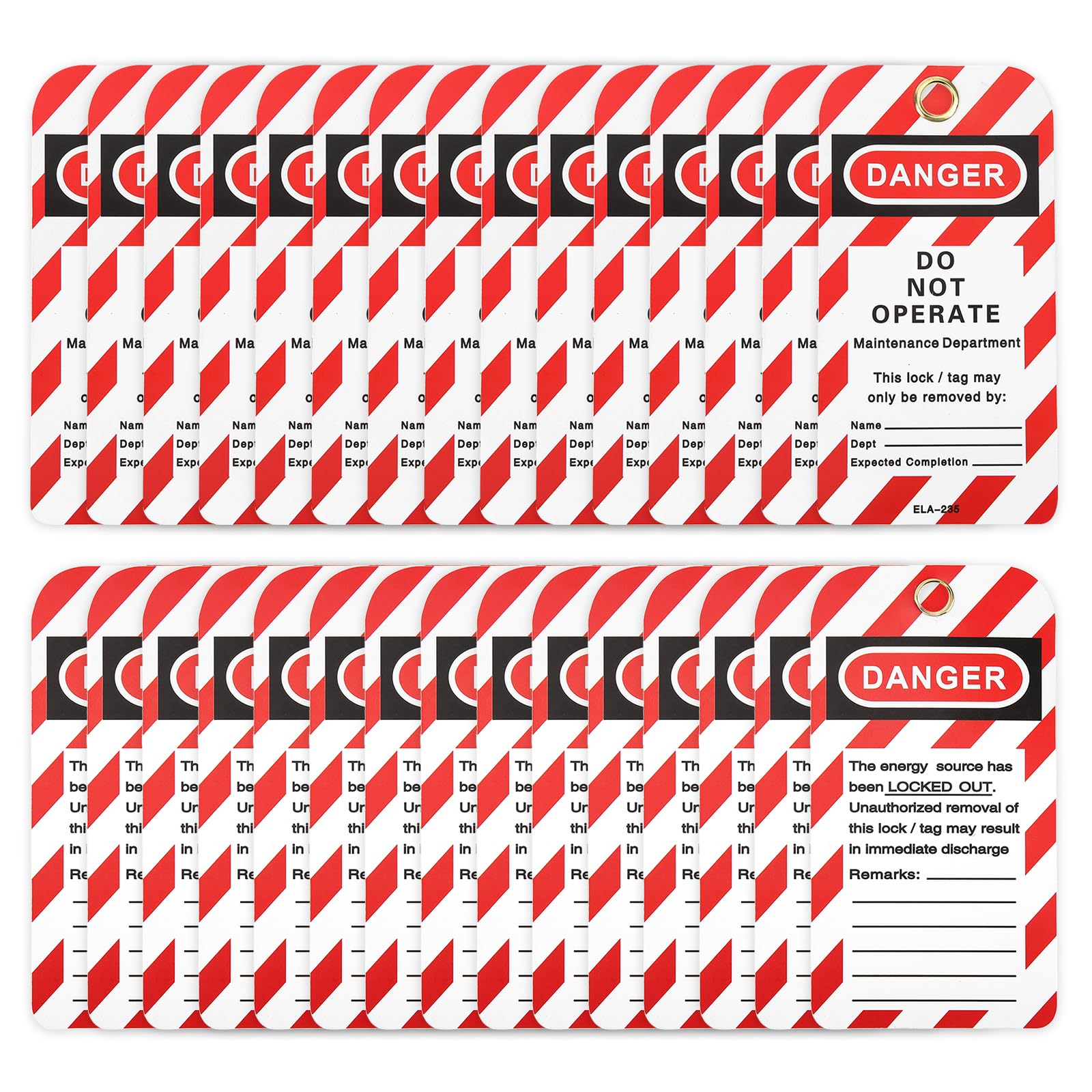 -Duty Rigid Lockout – 30-Pack Reusable PVC Danger Warning Signs with “DO NOT OPERATE” & “LOCKOUT/TAGOUT” Text for Electrical, Industrial Compliance