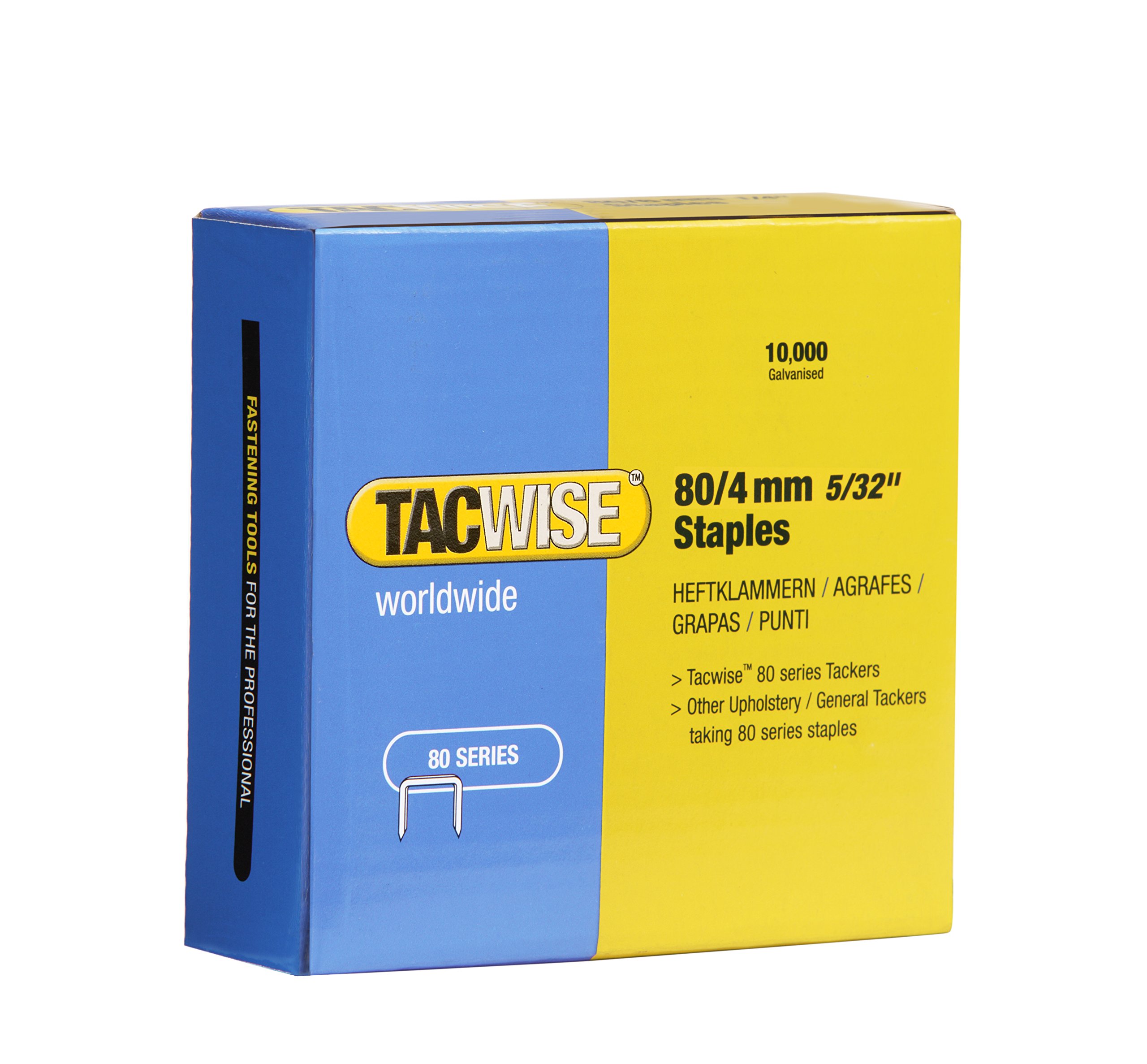 Tacwise 0380 Type 80 / 4 mm Galvanised Upholstery Staples, Pack of 10,000