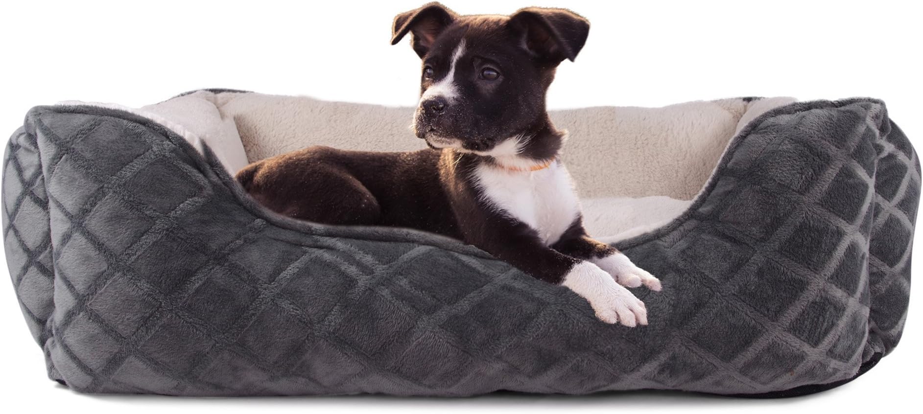 Cozy Cuddlerz C-03BL Dark Grey Diamond Deluxe Pet Bed, 28" x 23" x 8", Dark Grey