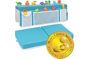 Supa Ant Baby Bath Kneeler and Elbow Rest Pad –Mom’s Choice Award Winner –US-Designed Extra Thick Bathtub Kneeling Pad with 8 Suction Cups, 5-Pocket Organizer, Non-Slip, Cushioned, Durable (Blue)