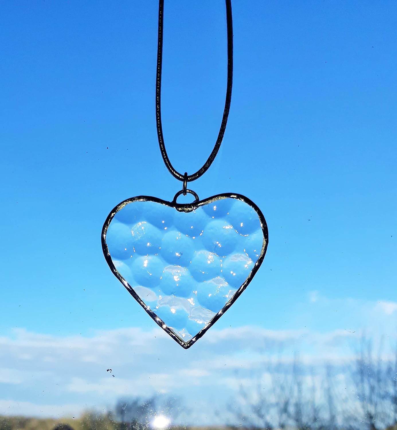 Small glass heart rear view mirror ornament Amazon.co.uk Handmade