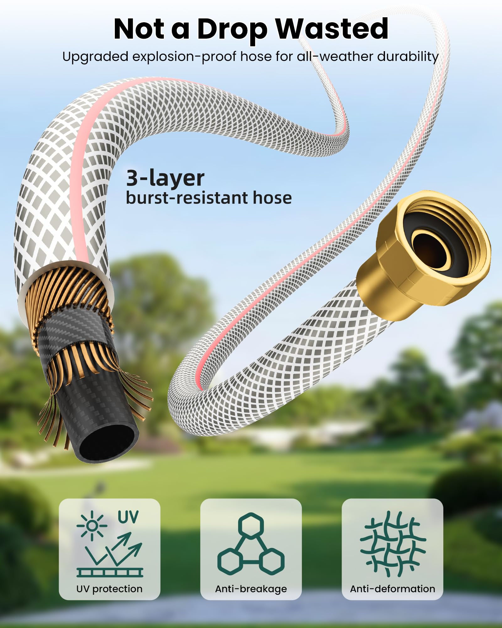 AYURA Retractable Garden Hose Reel 100 ft x 1/2 inch with Pro Metal Shaft, Heavy Duty Automatic Garden Hose Reels with Kink-Free Rewind and Lock at Any Length, Wall Mount Water Hose Reel for Outside