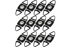 MANTELLO CIGARS Mantello Black Plastic Guillotine Cigar Cutter - Set of 12 Stainless Steel Double Cutting Blade Clippers - Cuts Up To 52-Ring Gauge Cigars - Perfect Size for Travel, Party Giveaways, Groomsmen Gifts