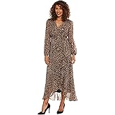 London Times Womens Chiffon Faux Wrap Ruffle Hem Maxi Dress Versatile Polished Feminine