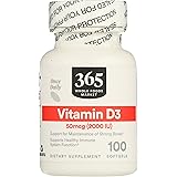 365 by Whole Foods Market, Supplements - Vitamins, D3 50mcg/2000 IU (Softgels), 100 Count