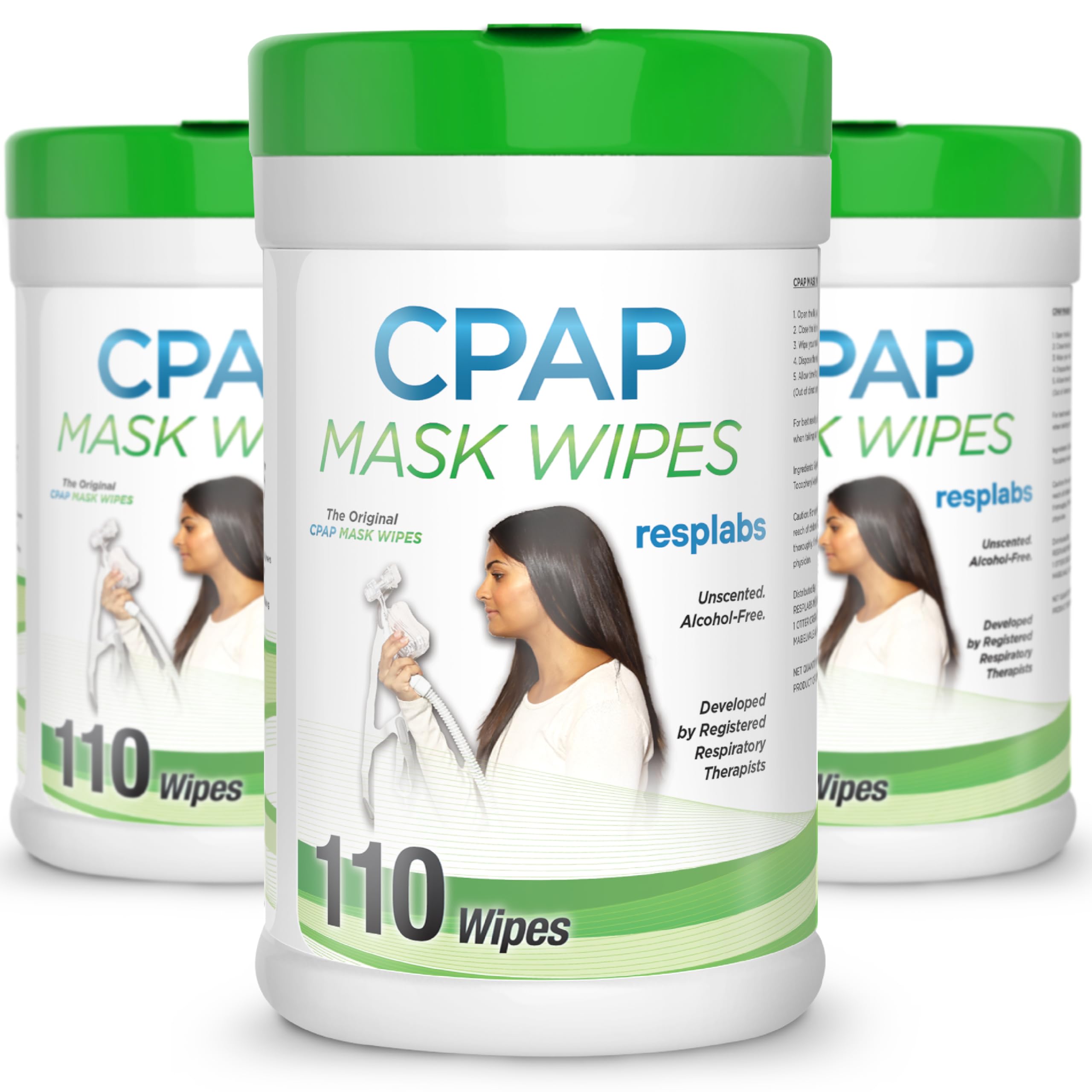 resplabs CPAP Mask Wipes, 3 Pack (330 Wipes) Unscented - Safe for All CPAP Masks, Nasal and Full Face - Daily Use Cleaning Wipes, 9 Month Supply
