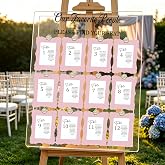 24 Set Wedding Seating Chart Kit, Guest Place Cards Wax Seals for Reception | Wedding Seating Chart Kit for 24 Guests, Includes Mirror Decal, Pink Cards &amp; Wax Seals. Easy Display for Weddings &amp; Events