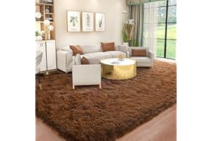 Kelarea Super Soft Shaggy Rug Fluffy Bedroom Carpets, 6x9 Feet Brown, Modern Indoor Fuzzy Plush Area Rugs for Living Room Dorm Home Decorative Kids Girls Children's Floor Rugs