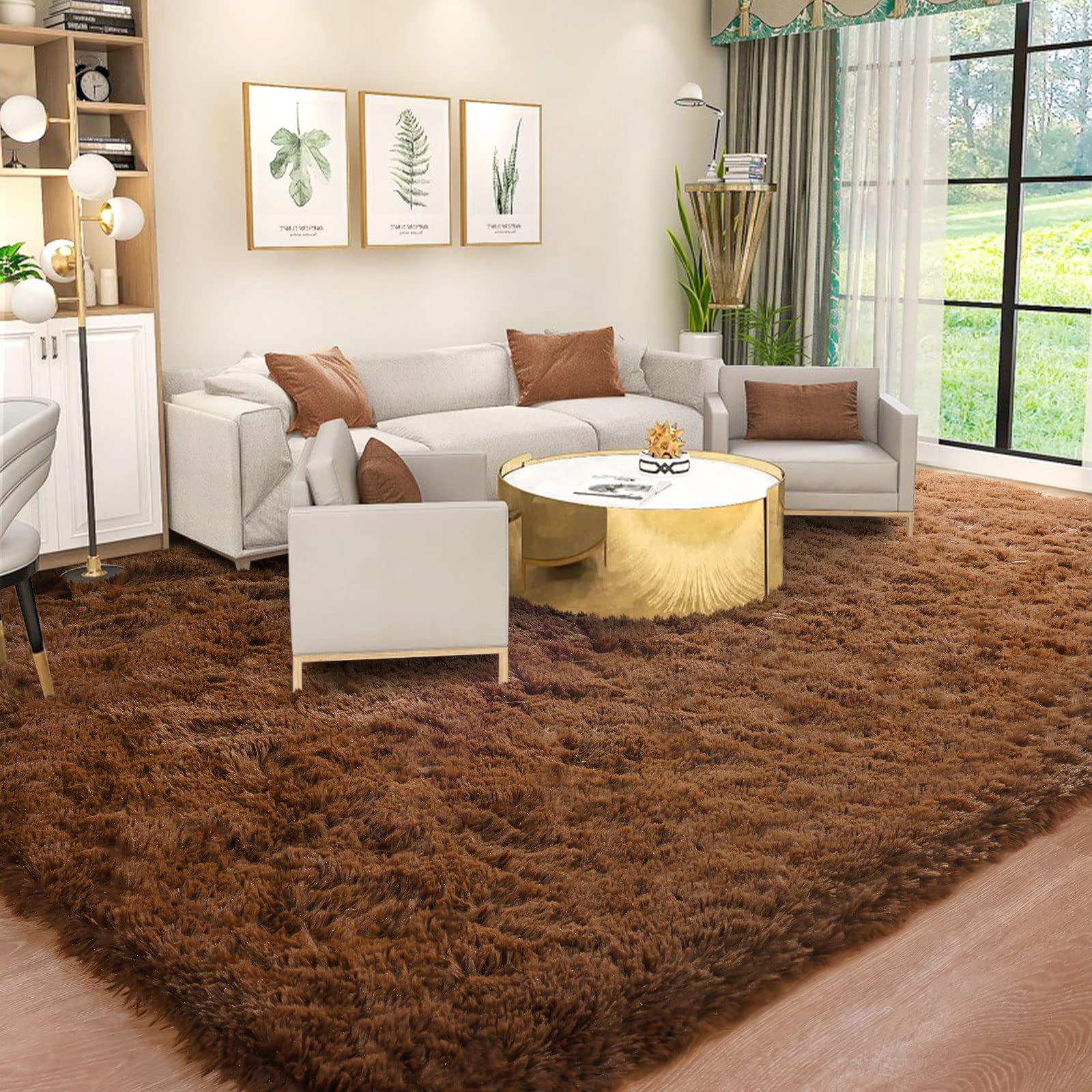 Photo 1 of Kelarea Area Rug for Living Room, 6x9 Non-Slip Brown Rug Fluffy Soft Shag Rugs, Fuzzy Shaggy Plush Carpet for Bedroom, Nursery Rooms, Home Dorm