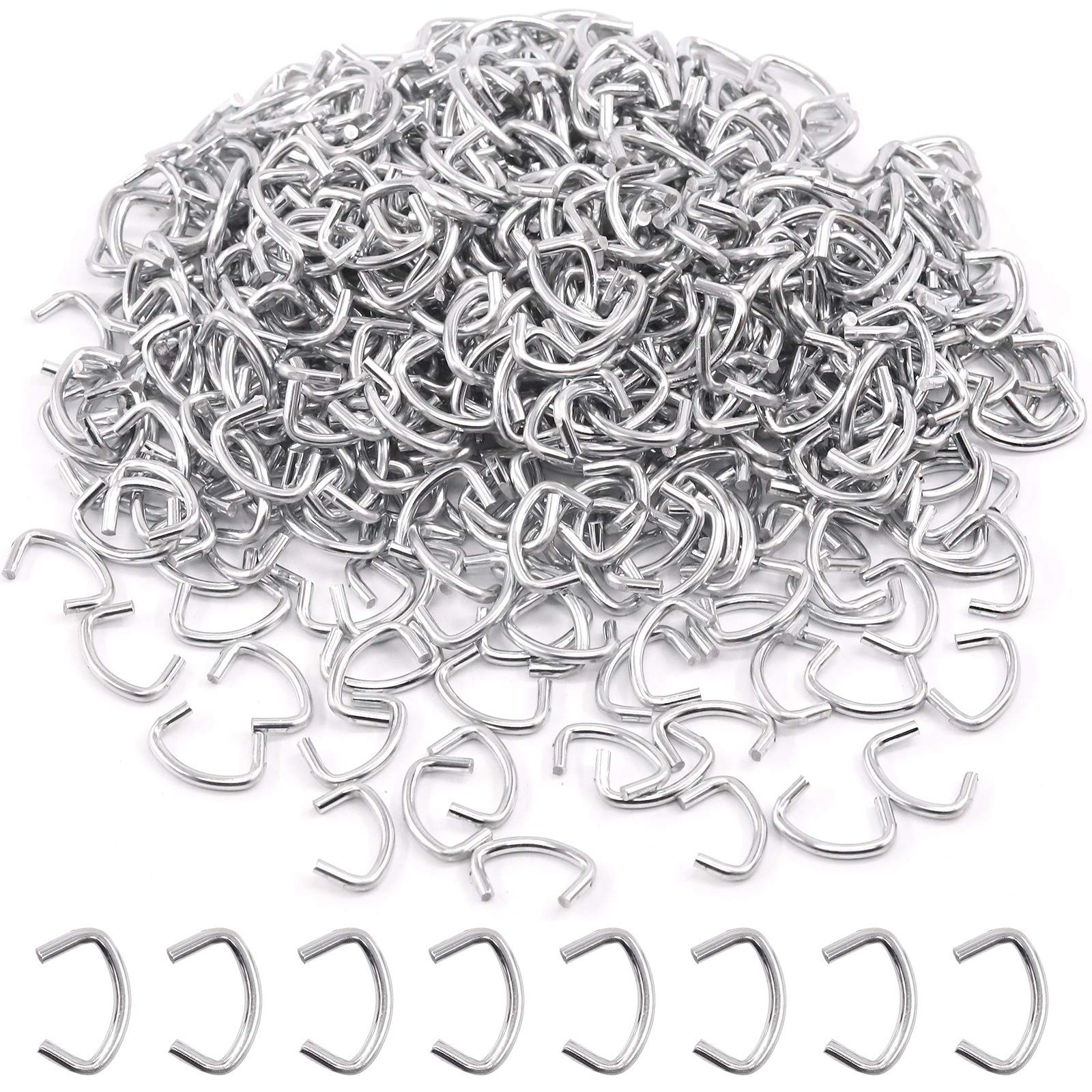 Keadic 1000Pcs 1/2" Hog Rings, Galvanized Hog Rings, Hog Rings for Auto Upholstery, Professional Upholstery Hog Rings, Hog Ring Set for Furniture Fencing Bagging