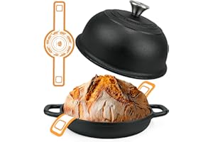 5QT Pre-Seasoned Cast Iron Dutch Oven For Bread Baking, Dutch Oven with Domed Lid, Sourdough Bread Baking Supplies, Multi-Fun