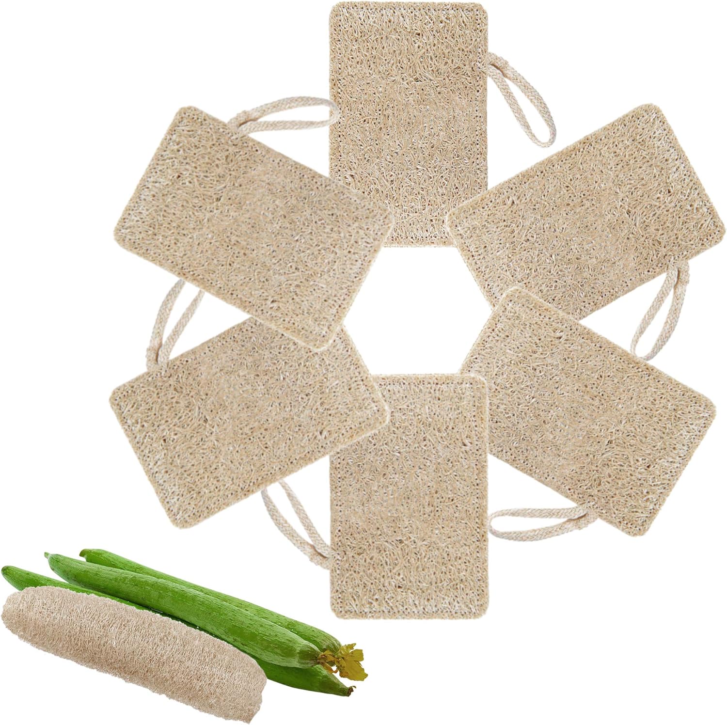 munloo Natur Luffa Schwämme, 6 Stücke Wiederverwendbar Spülschwamm Luffapflanzenfaser Küchenschwamm Luffaschwamm (Gelb)