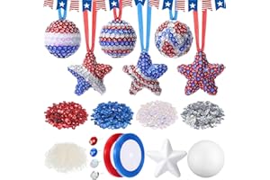 Liliful 20 Sets 4th of July Craft for Kids Independence Day Sequin Ornaments Patriotic Crafts Ornaments for Party Favors Kids Classroom Activity Decorations Supplies