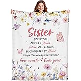 Hahafelt Sister's Blanket, Bridal Shower Gifts for Sister, Friends, Soft Flannel Throw Rose Flower Blanket 60 x 50