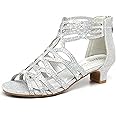 Cliivour Girls High Heels Dress Pump Sandals Glitter Wedding Flower Party Princess Shoes for Kids Toddler