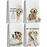 LUKIPOM278 Funny Golden Retriever Gifts Bathroom Hand Towels, Golden Retriever Gifts for Women, Dog Bathroom Decor, Set of 4，16x24 Inch