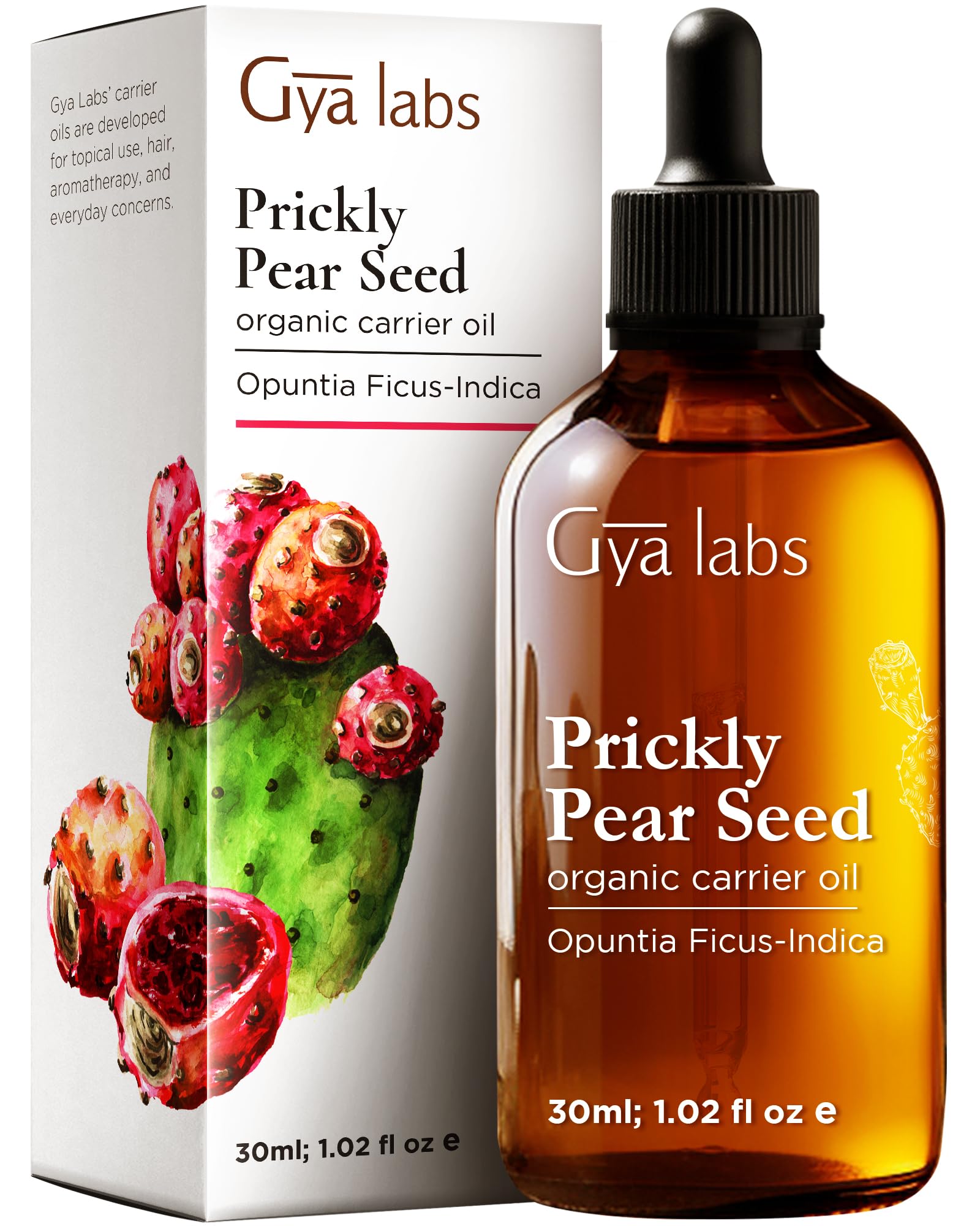 Gya Labs Organic Prickly Pear Seed Oil for Dry Skin - 100% Pure Natural Prickly Pear Oil for Face - Prickly Pear Seed Carrier Oil for Hair, Skin, Face & Nails (30ml)