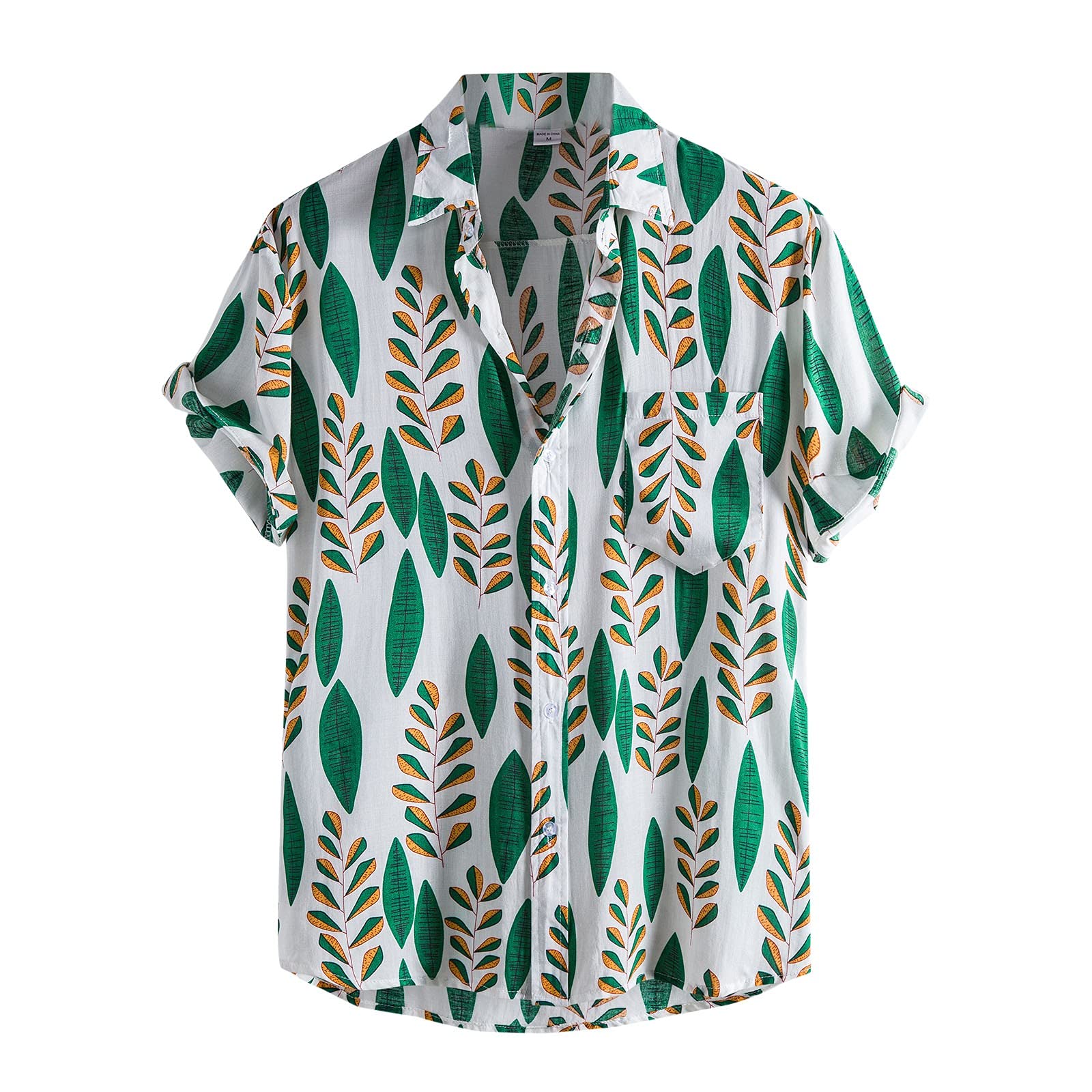 Men Tshirt Mens Hawaiian Shirts Button Down Short