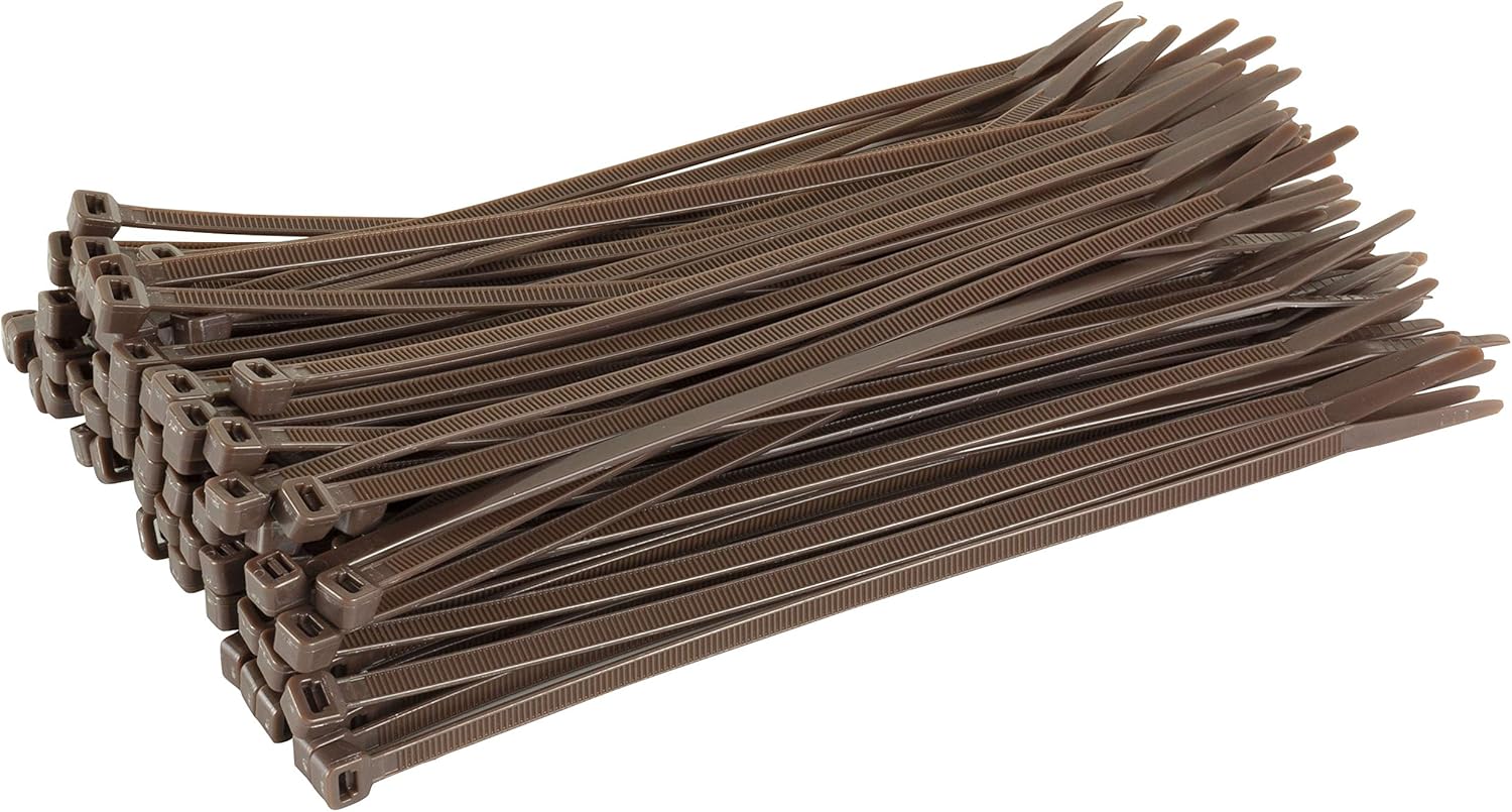 GTSE 100 Pack of Brown Cable Ties, 200mm x 2.5mm Premium Tie Wraps