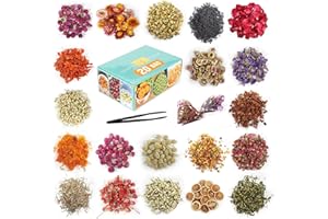 SACATR 20 Bags Dried Flowers,100% Natural Dried Flowers Herbs Kit for Soap Making, DIY Candle Making,Bath - Include Rose Petals,Lavender,Don't Forget Me,Lilium,Jasmine,Rosebudsand More