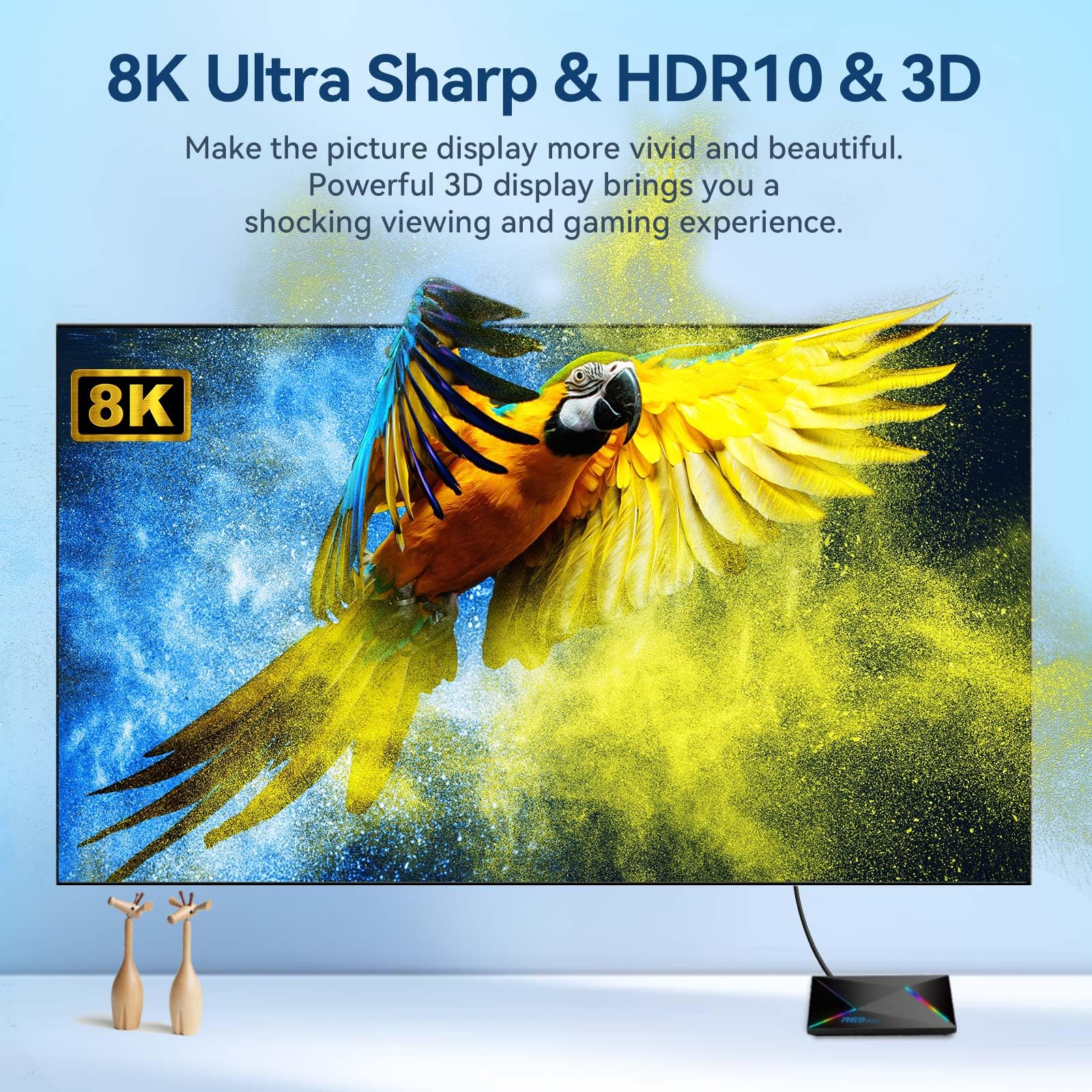 Android 14 TV Box 2025 4GB RAM 32GB ROM TV Box Android 4K 8K WIFI6 1000M Ethernet R69 Plus Smart Box for tv BT5.0 USB 3.0 HDR10+ 2.4G 5.8G Dual WiFi H728 Octa-core with Mini Wireless Keyboard