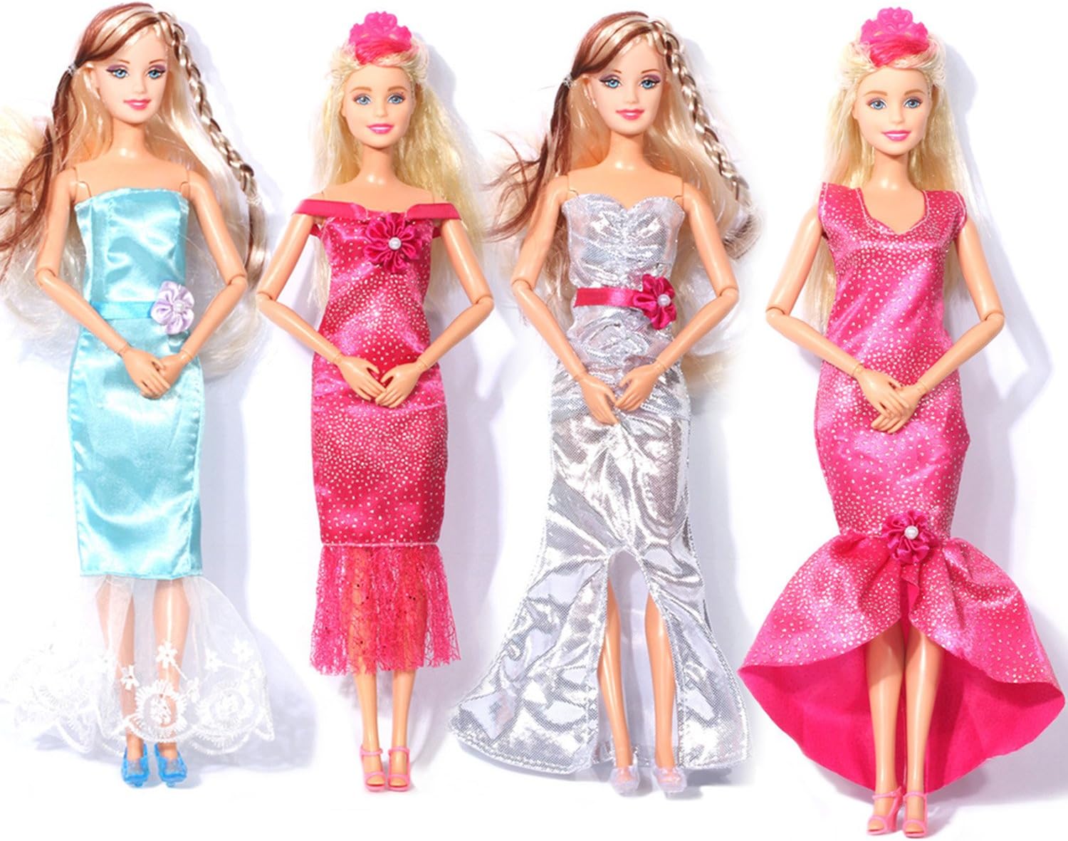 4Pcs Princess Evening Wedding Party Dress Clothes Gown Outfit for Barbie Doll 11.5 in Pack of 4