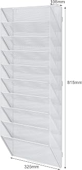 EasyPAG 10 Tier A4 Mesh In Tray Wall Pocket File Holder White view 2