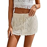 Milumia Women Crochet Beach Mini Skirt Swim Bikini Cover Up Skirt Knit Swimsuit Bathing Suit Coverup