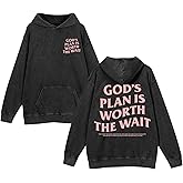 Weetiotio Christian Graphic Hoodies for Women God Bible Verse Oversized Hoodie Religious Letter Print Acid Wash Sweatshirts