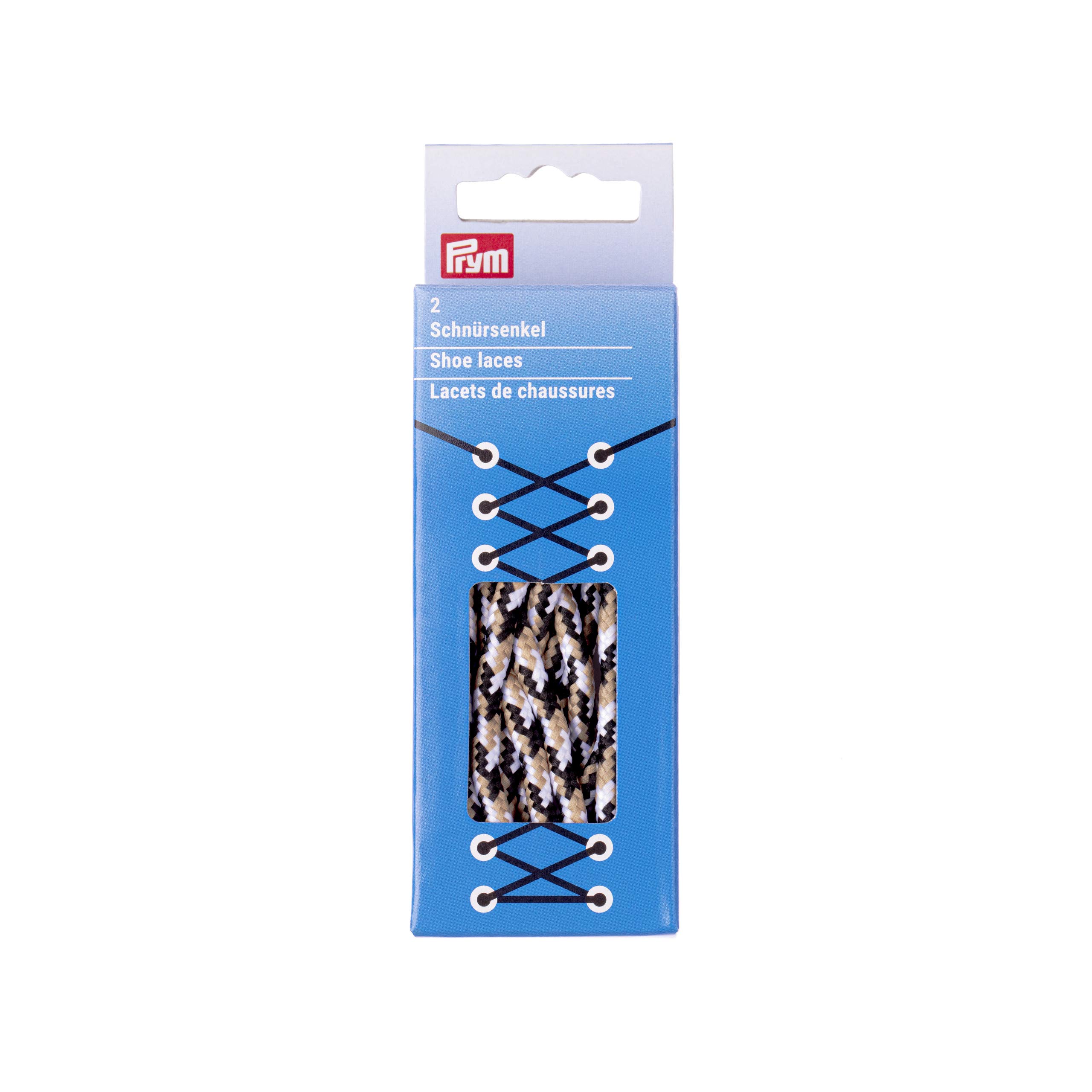 Prym Round Laces, Polyester, Black/White/Beige, 5 mm x 150 cm