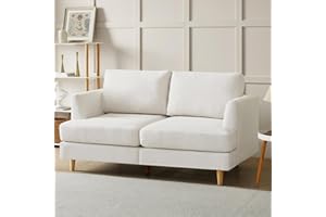 Busaurus Loveseat Sofa 56", Small Couches for Small Spaces, Mid Century Love Seat Couches for Living Room, Upholstered 2-Seater Small Couch for Bedroom, Apartment, Beige