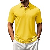 Cotrasen Men's Polo Shirts Short Sleeve Cotton Pique 3 Buttons Golf Shirts Classic Fit Casual Performance T-Shirt
