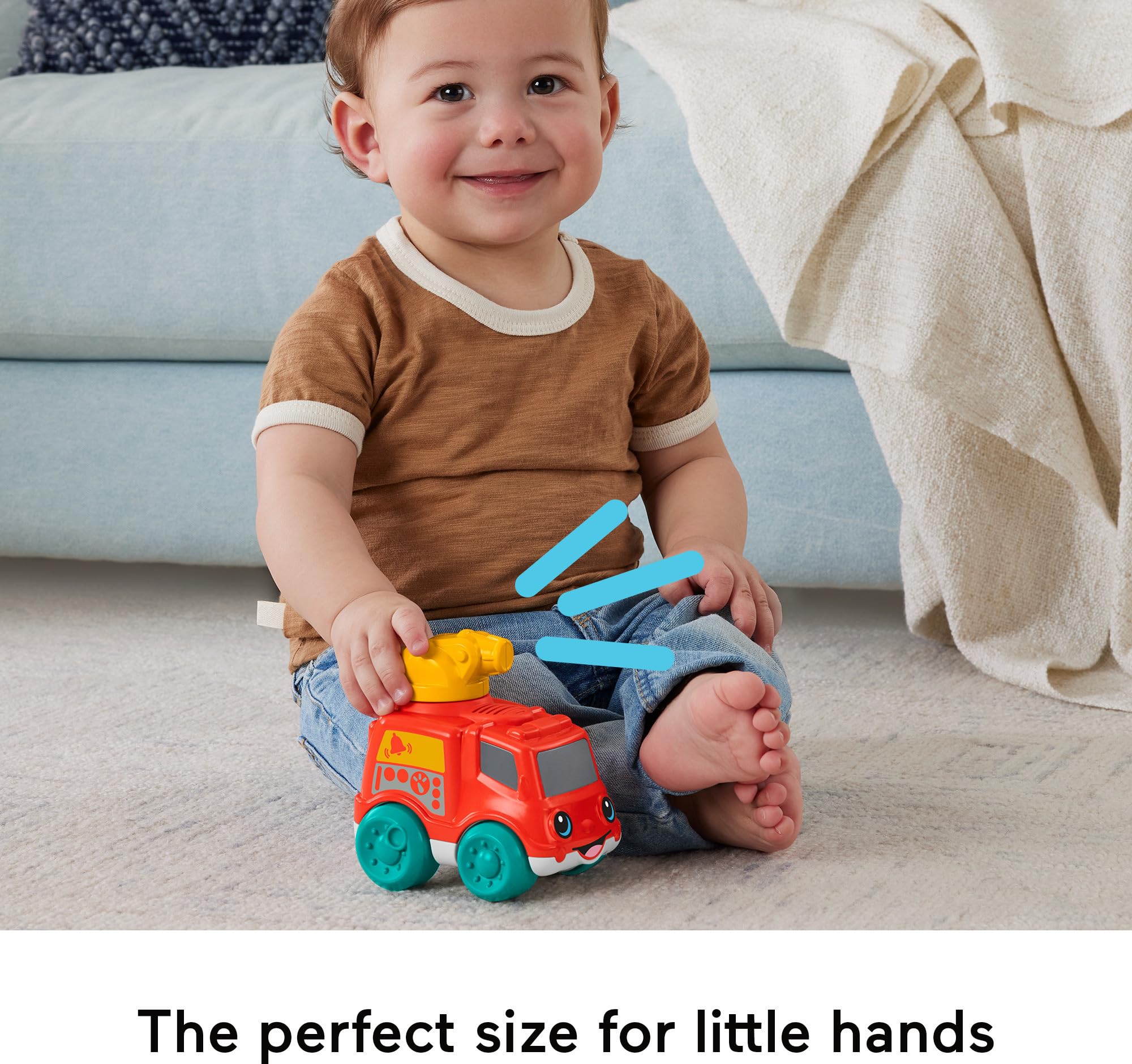 Fisher-Price Baby Toy Chime & Ride Fire Truck Push-Along Vehicle with Fine Motor Activities for Infants Ages 6+ Months