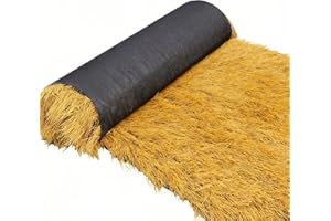 XLX TURF Artificial Thatch Grass - 35" x 6.5' Outdoor Fireproof Fake Hay Bales Material - Thanksgiving Nativity Themed Backdrop Ground Covering Roll- Duck Blind Grass Straw Roofing for Tiki Bar