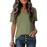 Dokotoo Women's Tops Dressy Casual V Neck Short Sleeve Shirts Summer Tops Fashion Business Casual Trendy Outfits