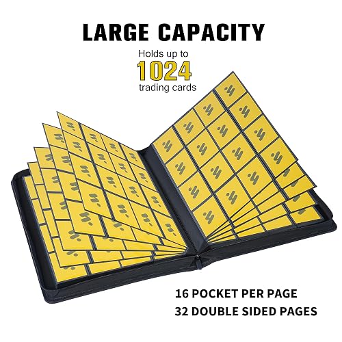 1024 card binder Rieton 16 Pocket Binder, Large Ringless Side Loading Pockets Trading Card Album Folder for TCG : Toys & Games With 1024 pockets in a 4x4 layout 1024 Pockets Trading Card Binder,