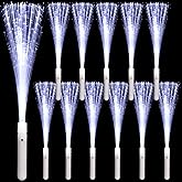 12 Pack White Glow Sticks Light Up Fiber Optic Stick Glow Wands Bulk with 3 Flashing Models for Christmas Halloween Birthday Wedding Bachelorette Concerts Clubs