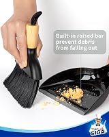 MR.SIGA Dustpan and Brush Set Bamboo Handle Mini Dustpan Durable Bristles Black view 5