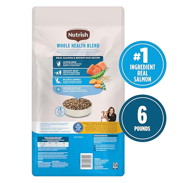 NUTRISH REAL SALMON & BROWN RICE RECIPE DRY CAT FOOD, 6 LB. BAG, PACKAGING MAY VARY (RACHAEL RAY)